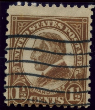 Scott 633 Harding 1 1/2 Cent Stamp Yellow Brown Series of 1922-1925 Perforated 11x10 1/2
