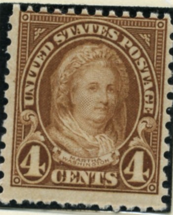 Scott 636 Martha Washington 4 Cent Stamp Yellow Brown Series of 1922-1925 Perforated 11x10 1/2