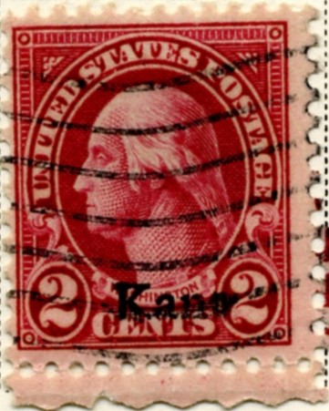 660 Washington 2 Cent Stamp Carmine Series of 1922-1925 Overprinted Kans a