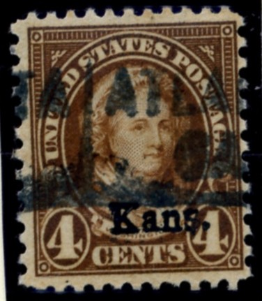 Scott 662 Martha Washington 4 Cent Stamp Yellow Brown Series of 1922-1925 Overprinted Kans