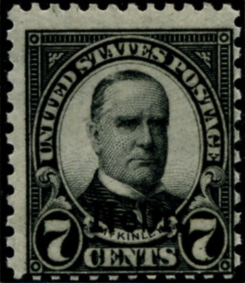 Scott 676 McKinley 7 Cent Stamp Black Series of 1922-1925 Overprinted Nebr