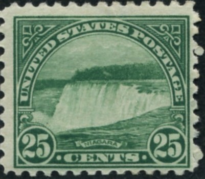 Scott 699 Niagara Falls 25 Cent Stamp Blue Green Blue Series of 1922-1925 rotary press