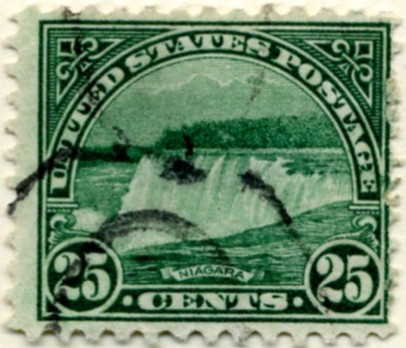 Scott 699 Niagara Falls 25 Cent Stamp Blue Green Blue Series of 1922-1925 rotary press a