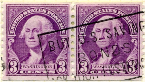 Scott 721 3 Cent Stamp George Washington Coil Stamp Perforated vertically pair a