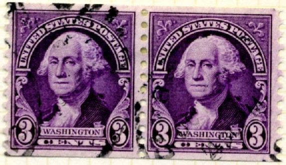 Scott 721 3 Cent Stamp George Washington Coil Stamp Perforated vertically pair c