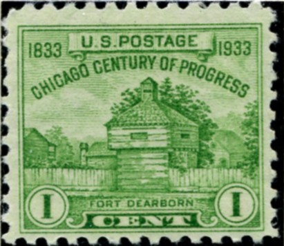 Scott 728 1 Cent Stamp Century of Progress Fort Dearborn
