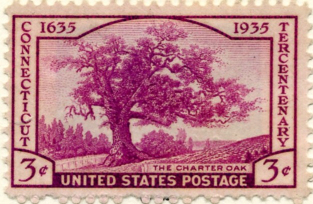 Scott 772 Charter Oak 3 Cent Stamp Connecticut Tercentenary a