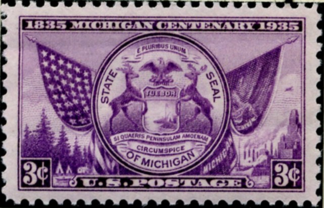 Scott 775 3 Cent Stamp Michigan Centenary