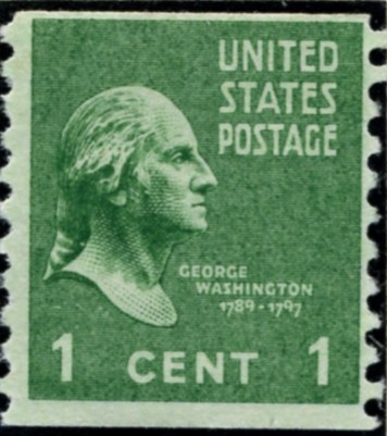 Scott 839 1 Cent Stamp George Washington coil stamp Perforated vertically