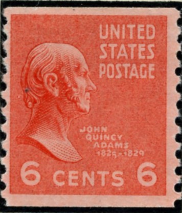 Scott 846 6 Cent Stamp John Quincy Adams coil stamp Perforated vertically