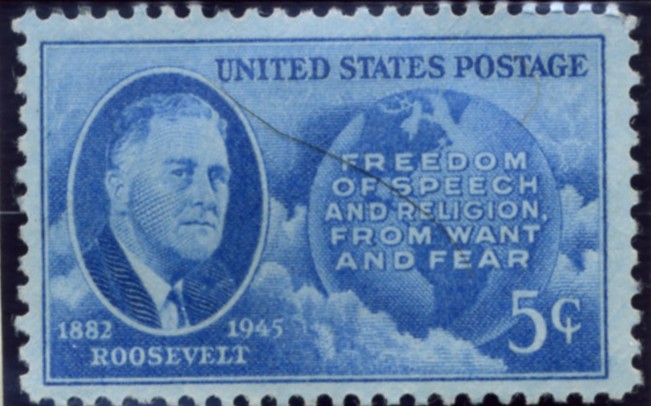 Scott 933 5 Cent Stamp Roosevelt - Four Freedoms