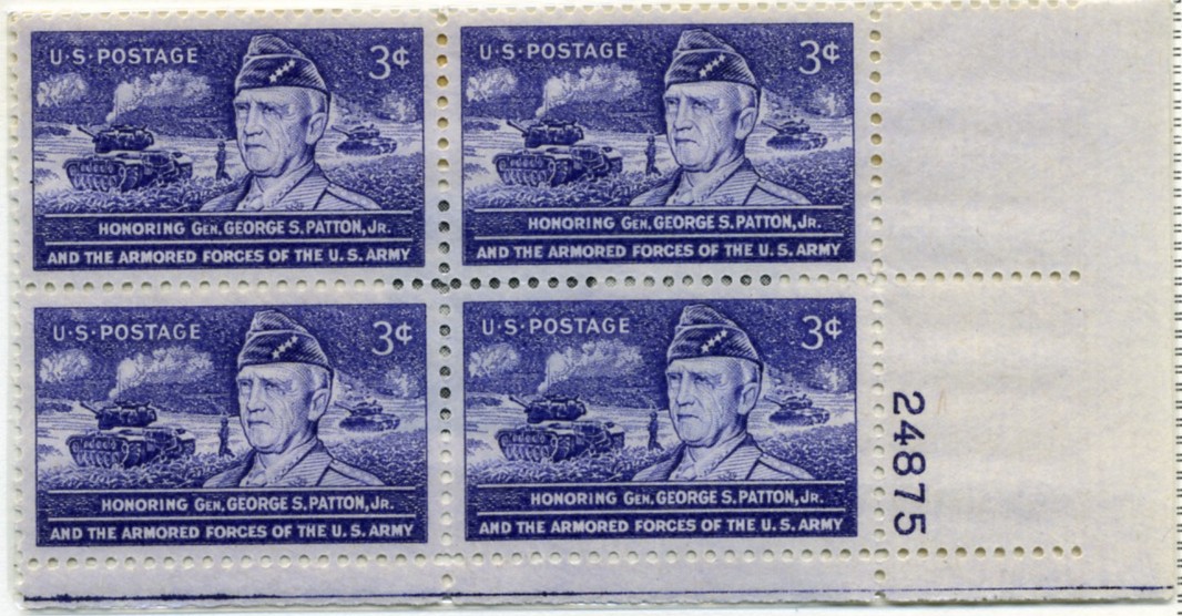 Scott 1026 3 Cent Stamp General George S Patton Plate Block