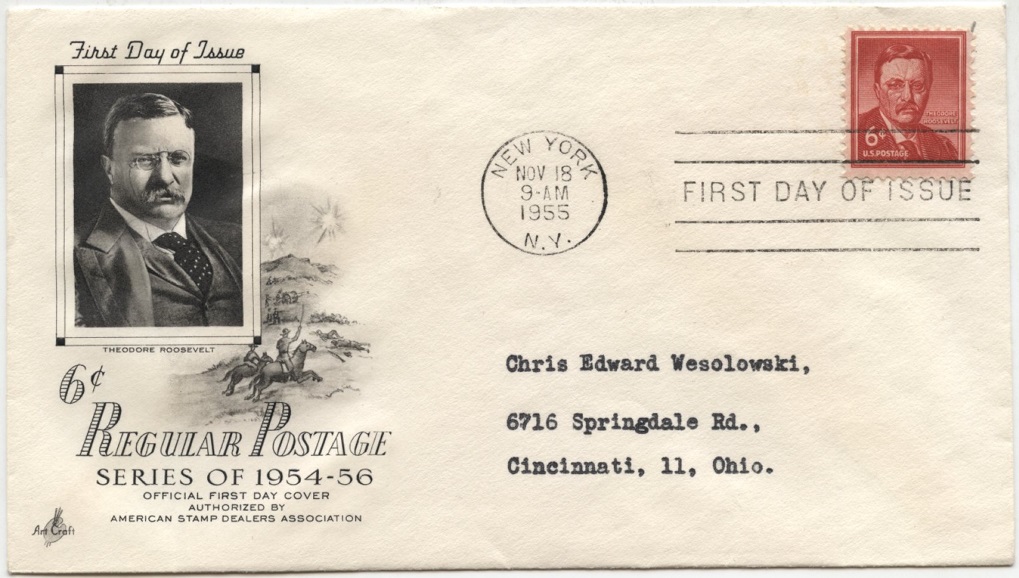 Scott 1039 6 Cent Stamp Theodore Roosevelt First Day Cover