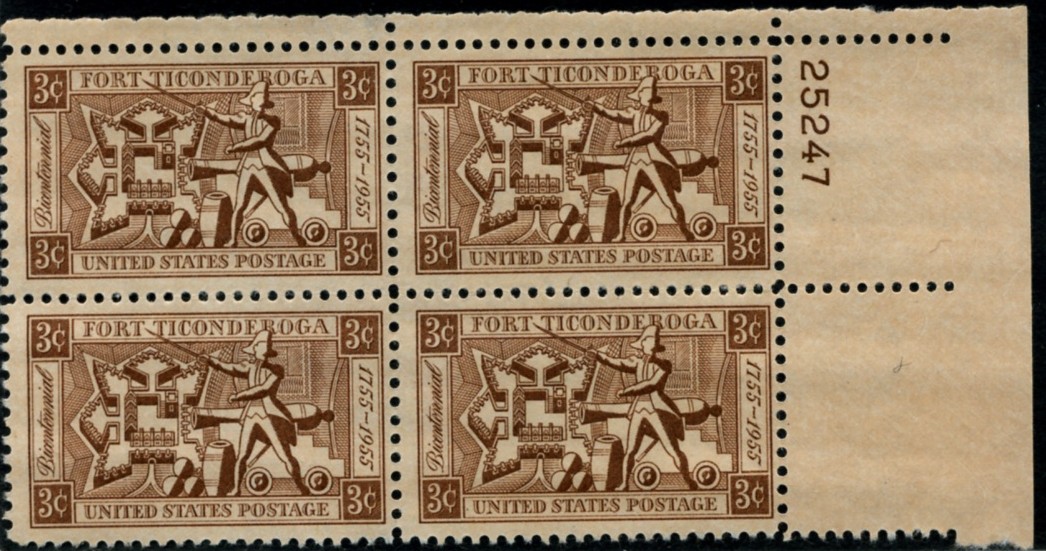 Scott 1071 3 Cent Stamp Fort Ticonderoga Plate Block