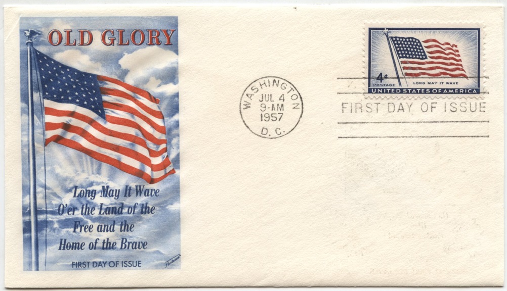 Scott 1094 4 Cent Stamp 48 Star Flag Long May It Wave First Day Cover