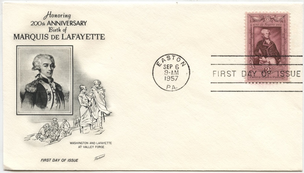 Scott 1097 3 Cent Stamp Lafayette Bicentennial First Day Cover