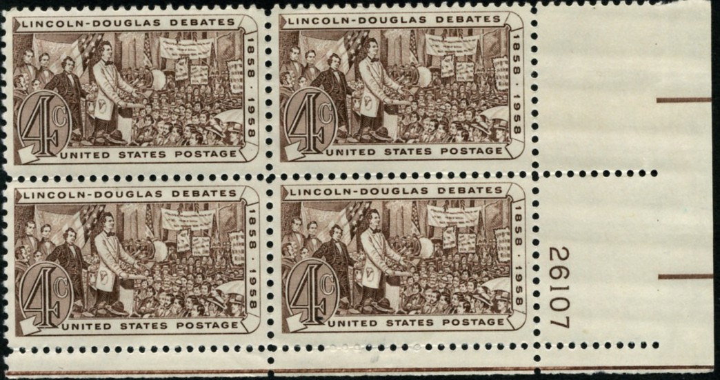 Scott 1115 4 Cent Stamp Lincoln Douglas Debates Plate Block