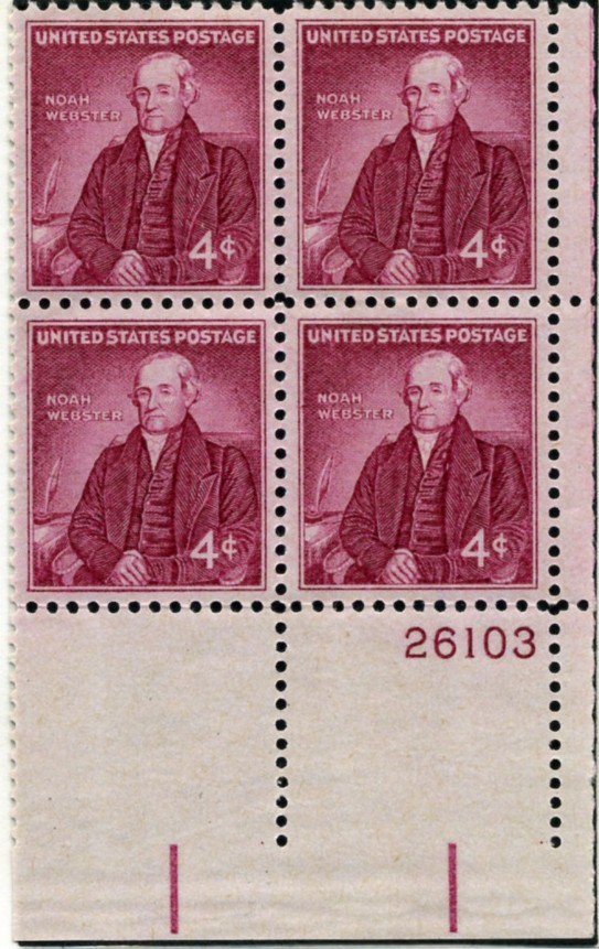 Scott 1121 4 Cent Stamp Noah Webster Plate Block