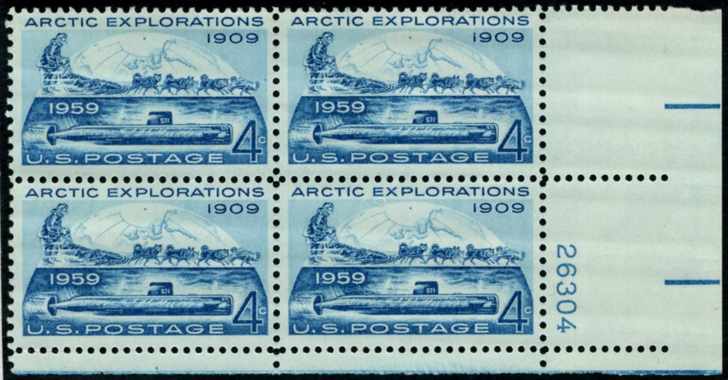 Scott 1128 4 Cent Stamp Arctic Exploration Plate Block