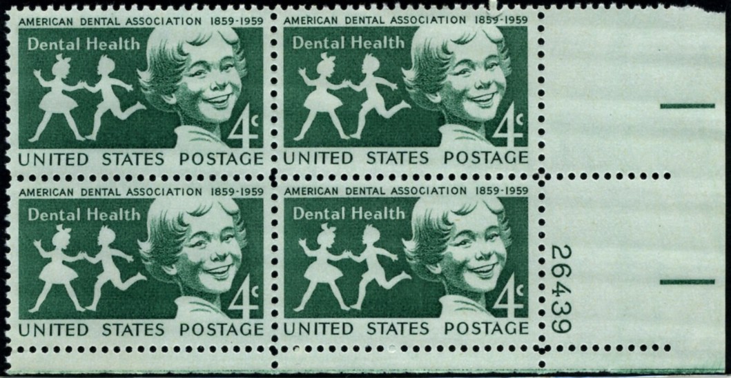 Scott 1135 4 Cent Stamp American Dental Association Dental Health Plate Block