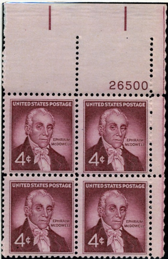 Scott 1138 4 Cent Stamp Ephraim McDowell Plate Block