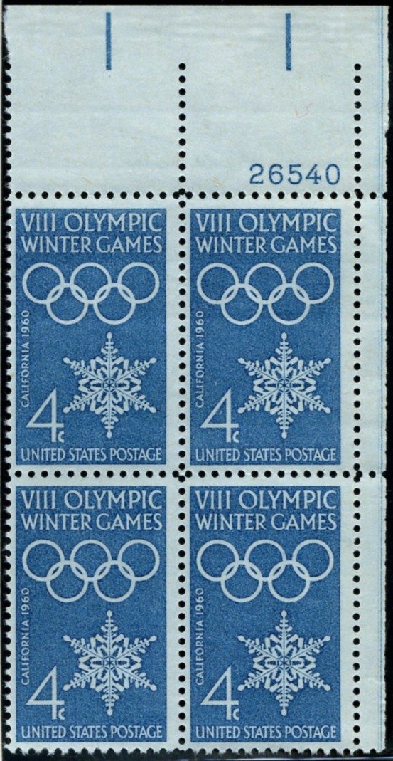 Scott 1146 4 Cent Stamp VIII Winter Olympics California Plate Block