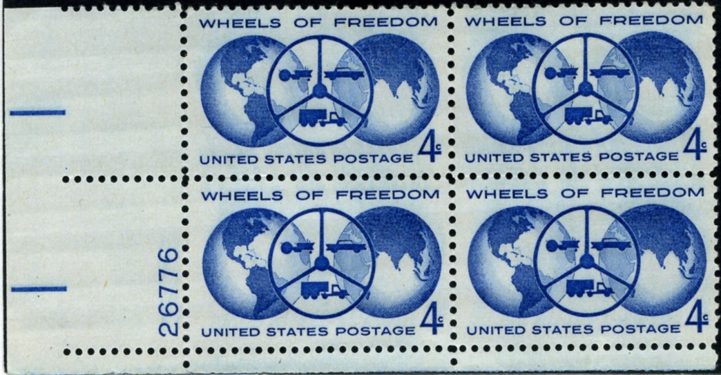 Scott 1162 4 Cent Stamp Wheels Of Freedom Plate Block