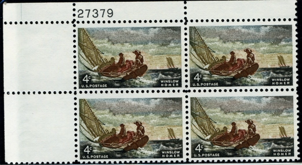 Scott 1207 4 Cent Stamp Winslow Homer Plate Block