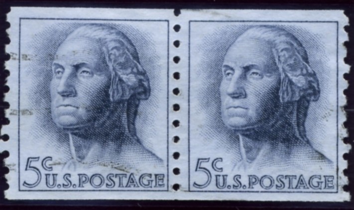 Scott 1229 5 Cent Stamp George Washington Coil Stamp pair