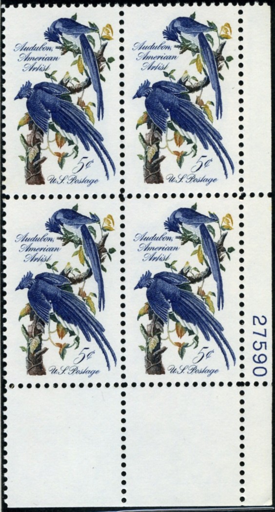 Scott 1241 5 Cent Stamp John James Audubon Plate Block