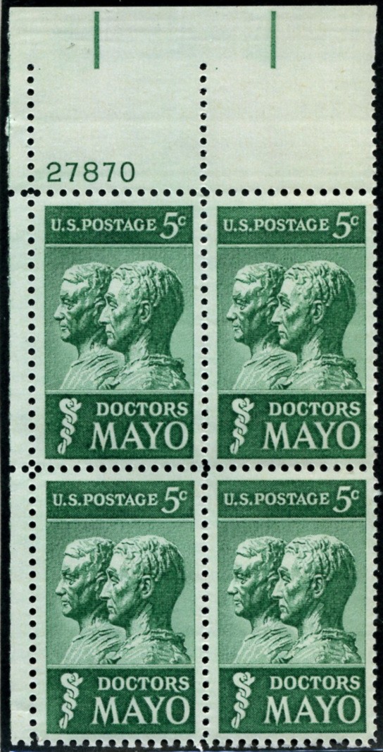 Scott 1251 5 Cent Stamp The Doctors Mayo Plate Block