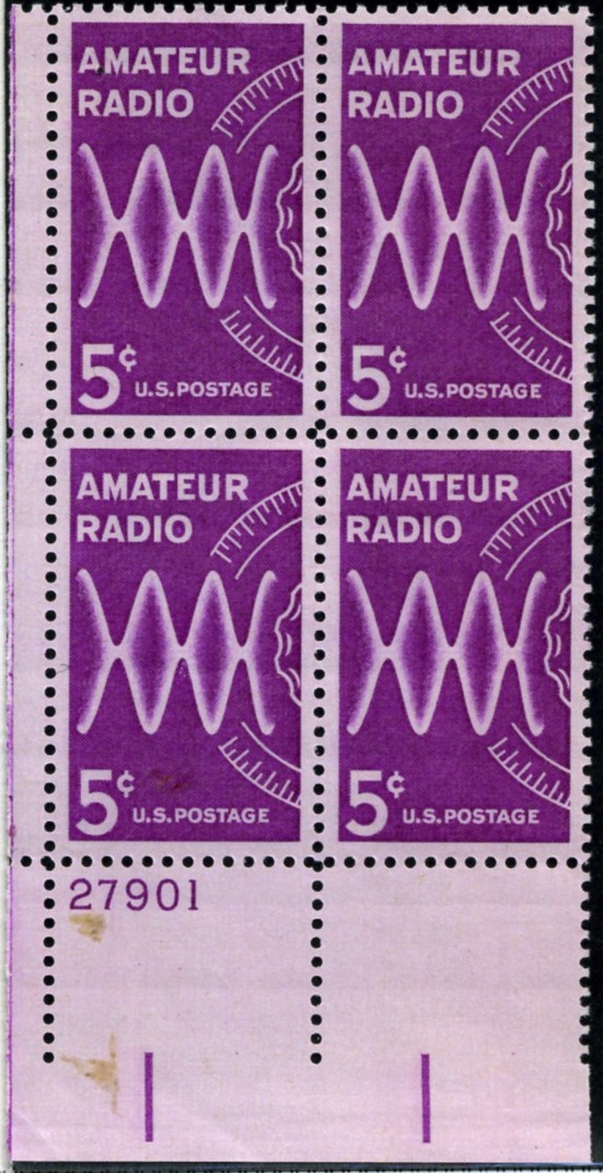 Scott 1260 5 Cent Stamp Amateur Radio Plate Block