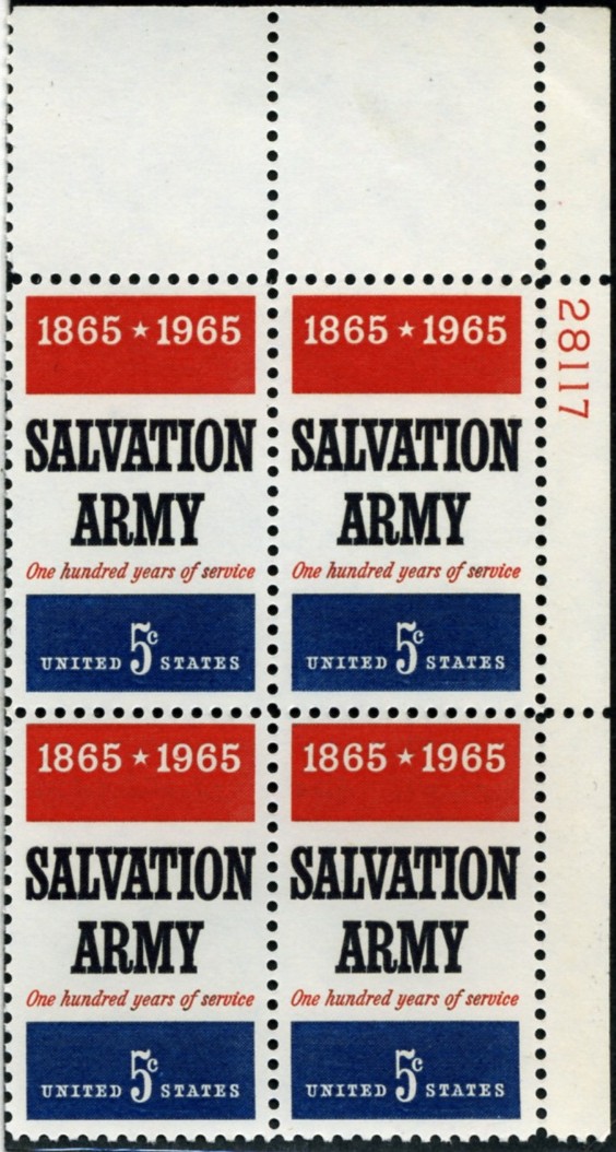 Scott 1267 5 Cent Stamp Salvation Army Plate Block