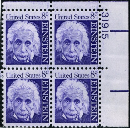 Scott 1285 8 Cent Stamp Albert Einstein Plate Block