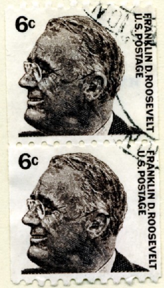 Scott 1298 6 Cent Stamp Franklin D Roosevelt perforated 10 horizontally pair a