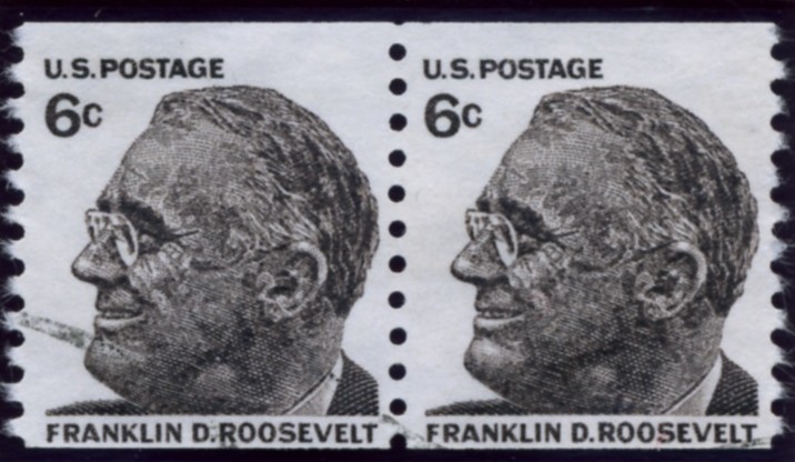 Scott 1305 6 Cent Stamp Franklin D Roosevelt perforated 10 vertically pair