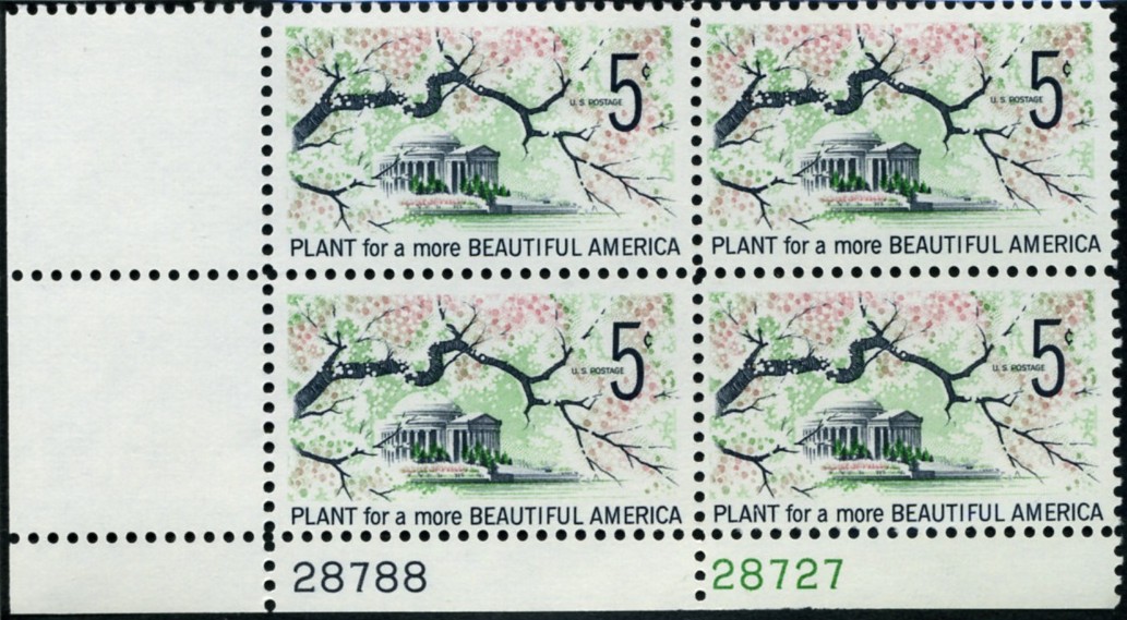 Scott 1318 5 Cent Stamp Plant for Beautification Plate Block