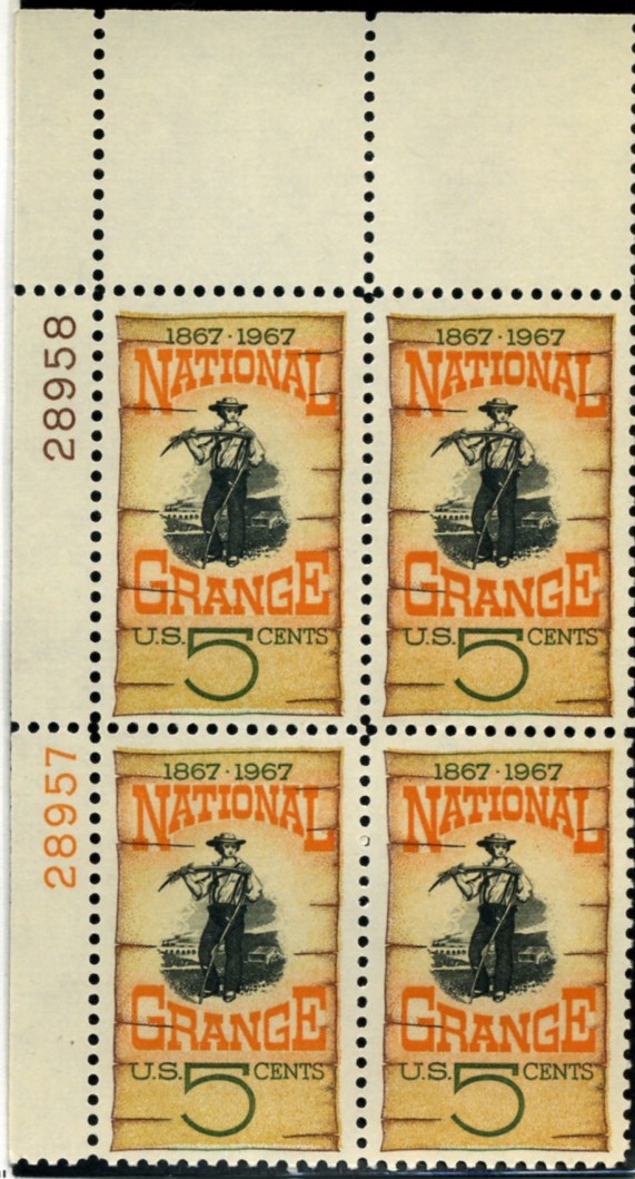 Scott 1323 5 Cent Stamp National Grange Centenary Plate Block