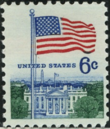 Scott 1338 6 Cent Stamp Flag and White House Definitive