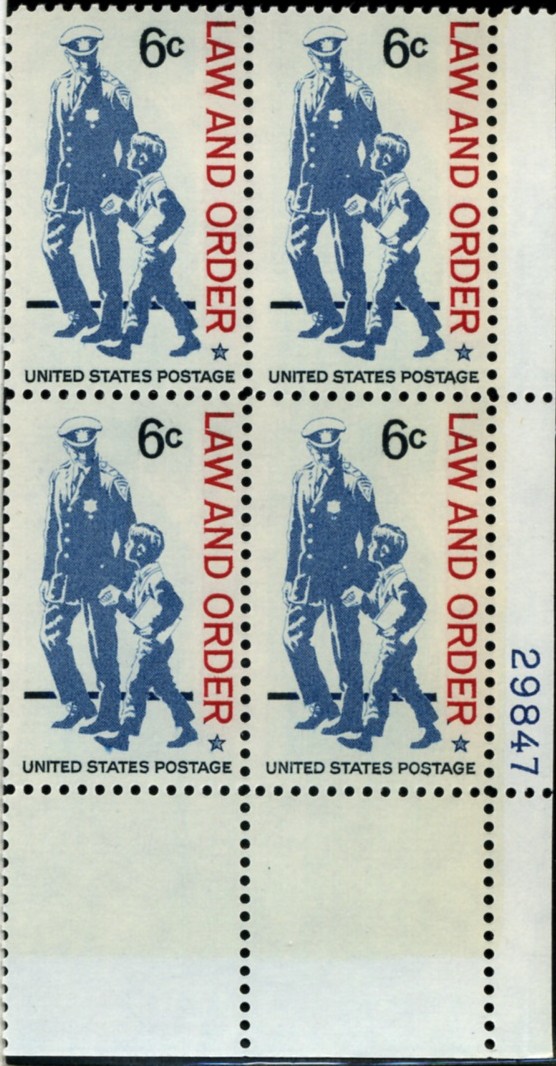 Scott 1343 6 Cent Stamp Law And Order Plate Block
