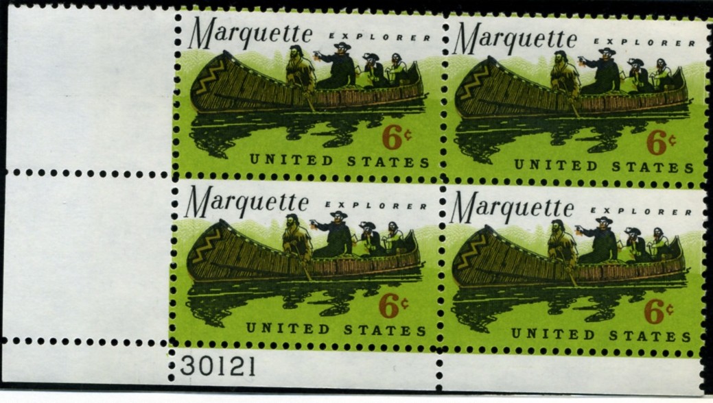 Scott 1356 6 Cent Stamp Father Marquette Plate Block