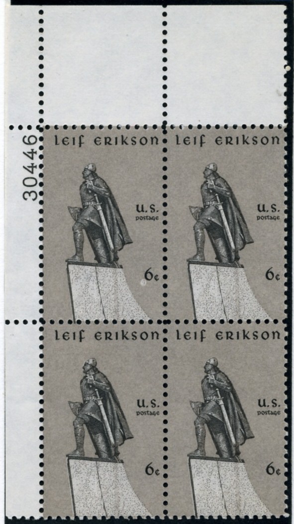 Scott 1359 6 Cent Stamp Leif Erikson Plate Block