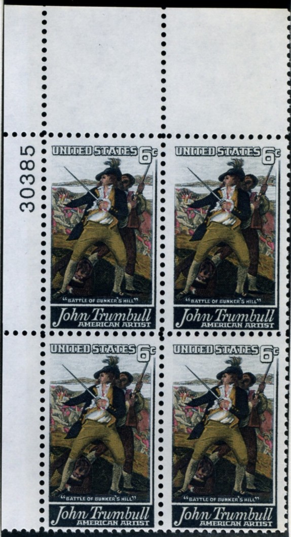 Scott 1361 6 Cent Stamp John Trumbull Plate Block