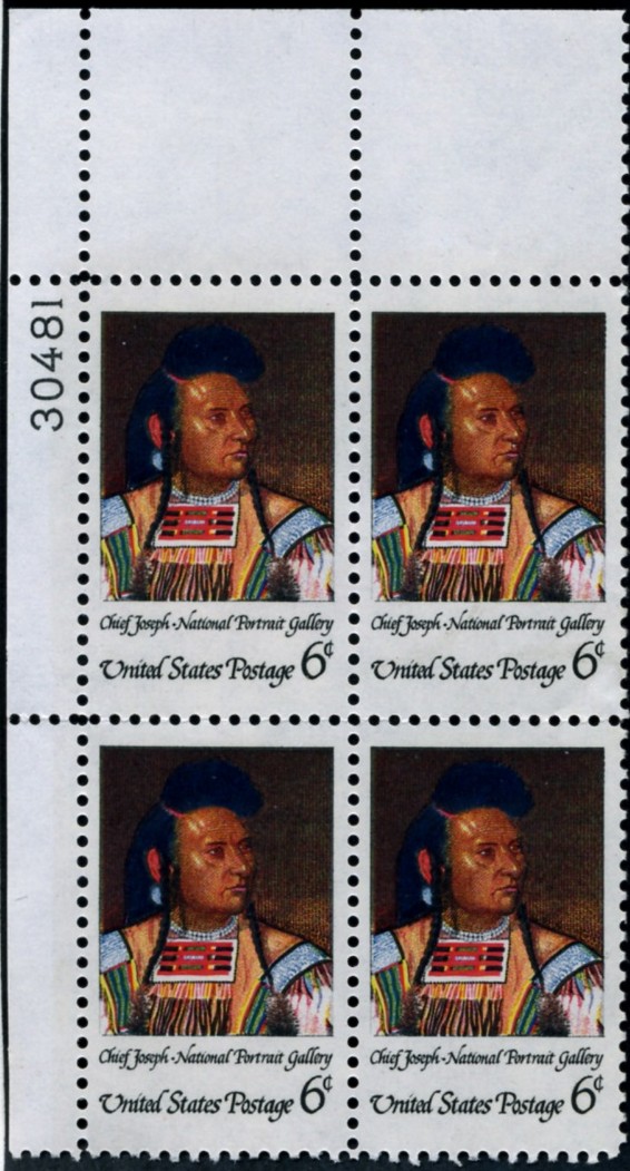 Scott 1364 6 Cent Stamp Chief Joseph Plate Block