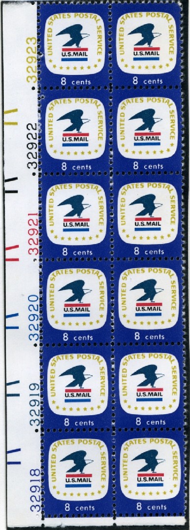 Scott 1396 8 Cent Stamp USPS Emblem Plate Block