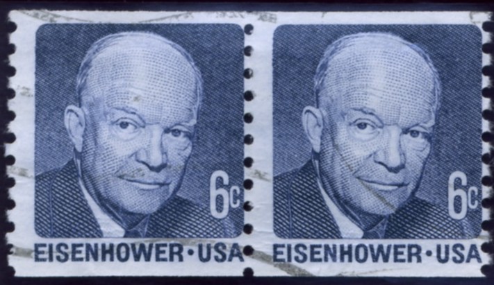 Scott 1401 6 Cent Stamp Dwight D. Eisenhower Coil Stamp Pair