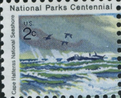 Scott 1448 2 Cent Stamp Cape Hatteras Shipwreck In Surf