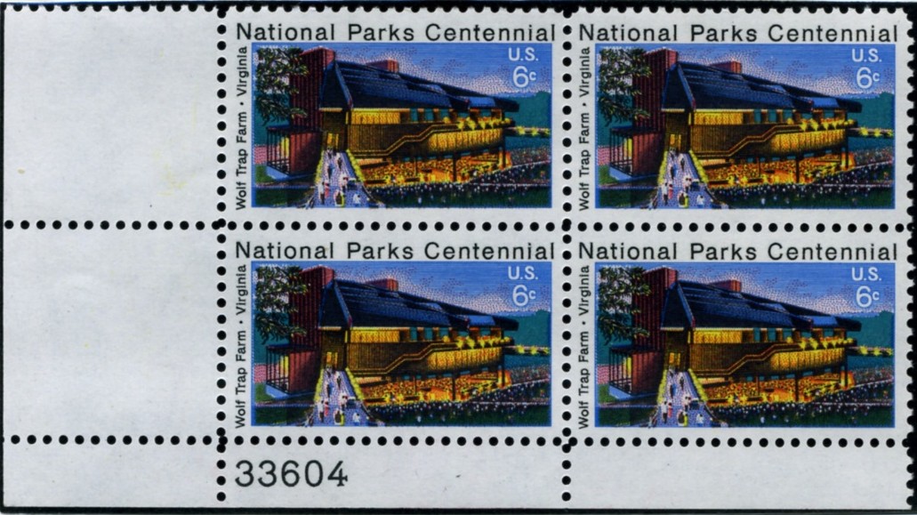 Scott 1452 6 Cent Stamp Wolf Trap Farm Plate Block