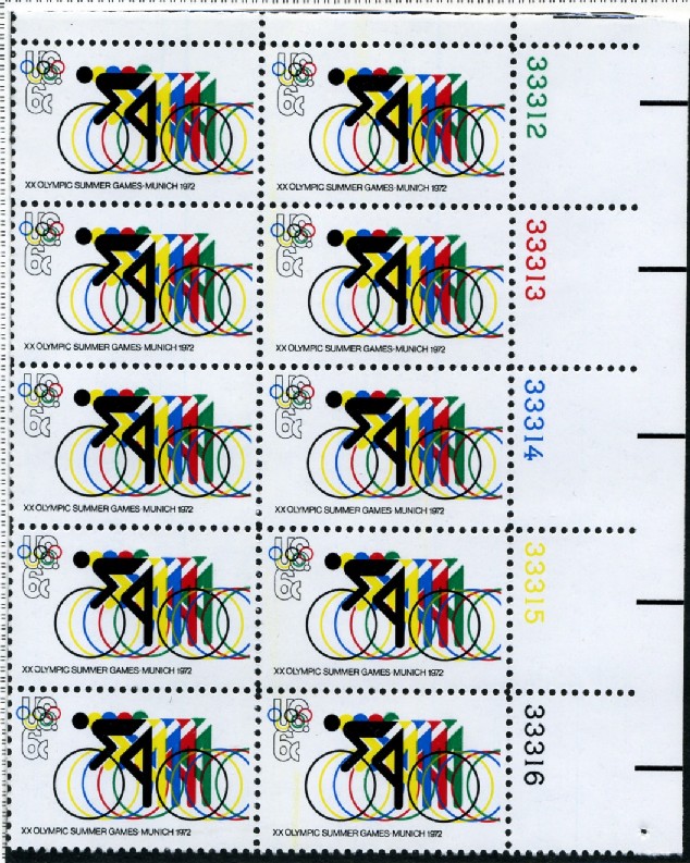 Scott 1460 6 Cent Stamp Cycling Plate Block