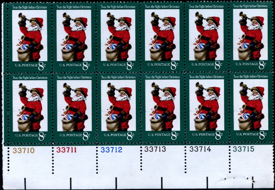 Scott 1472 8 Cent Stamp Santa 'Twas the Night Before Christmas Plate Block